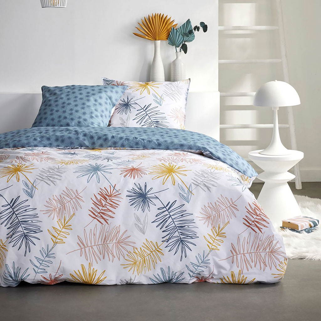 Parure housse de couette Sunshine feuilles colorées 220x240cm