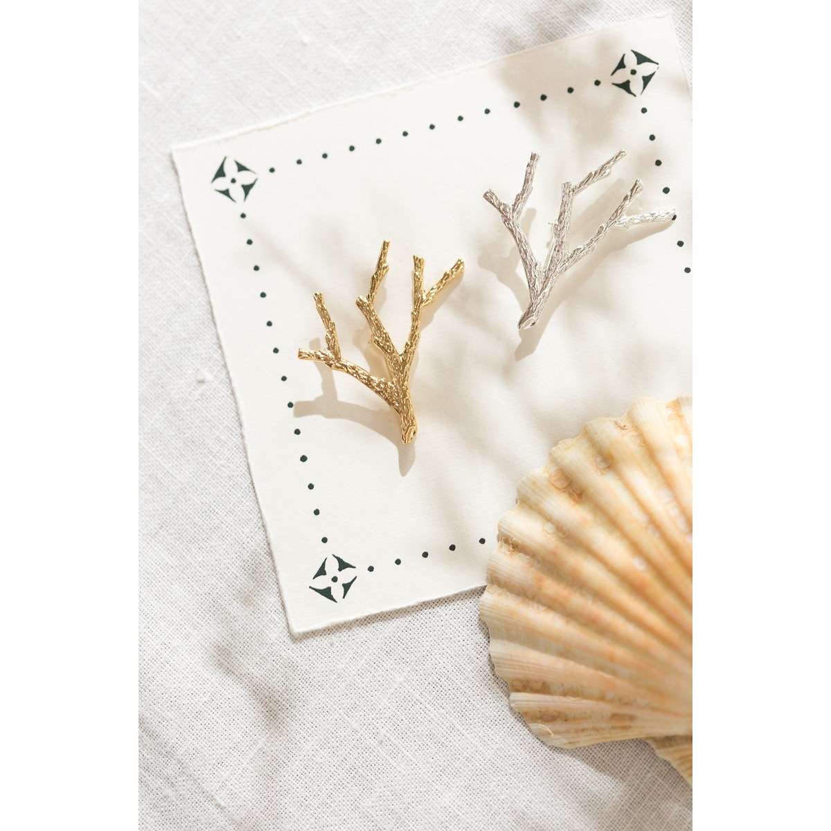 broche corail plaqué argent - PALLAS