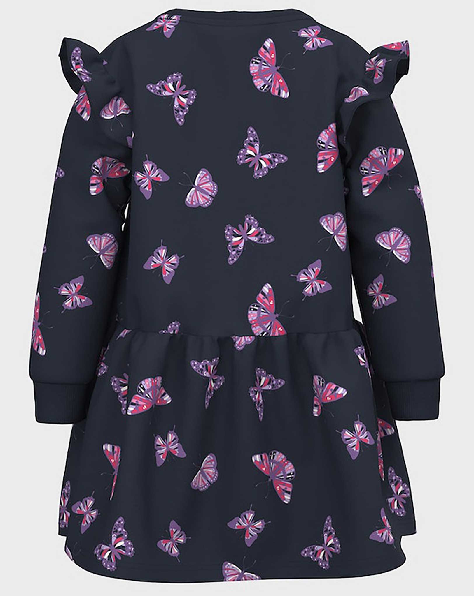 Langarmkleid NMFTASJA SCHMETTERLINGE in dark sapphire