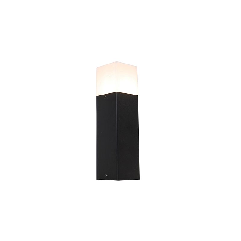 Staande buitenlamp zwart met opaal witte kap 30 cm - Denmark