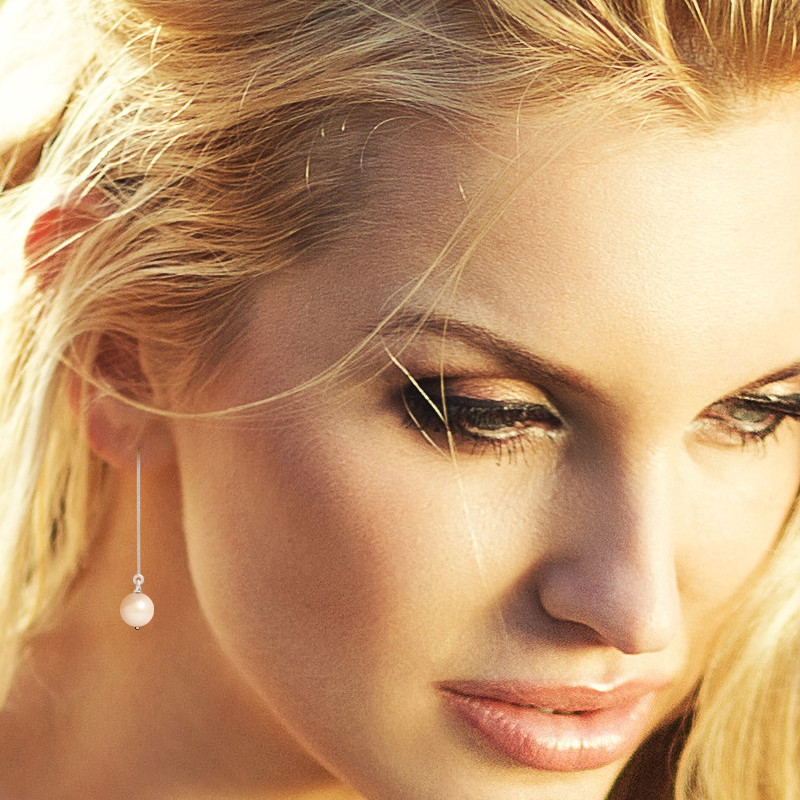 Boucles d'Oreilles Pendantes en Argent et Perles de culture blanches