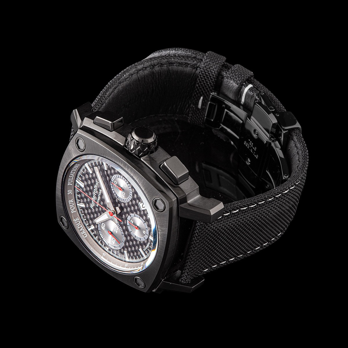 Montre HUMBERT-DROZ hd7 homme chronographe, bracelet cuir noir