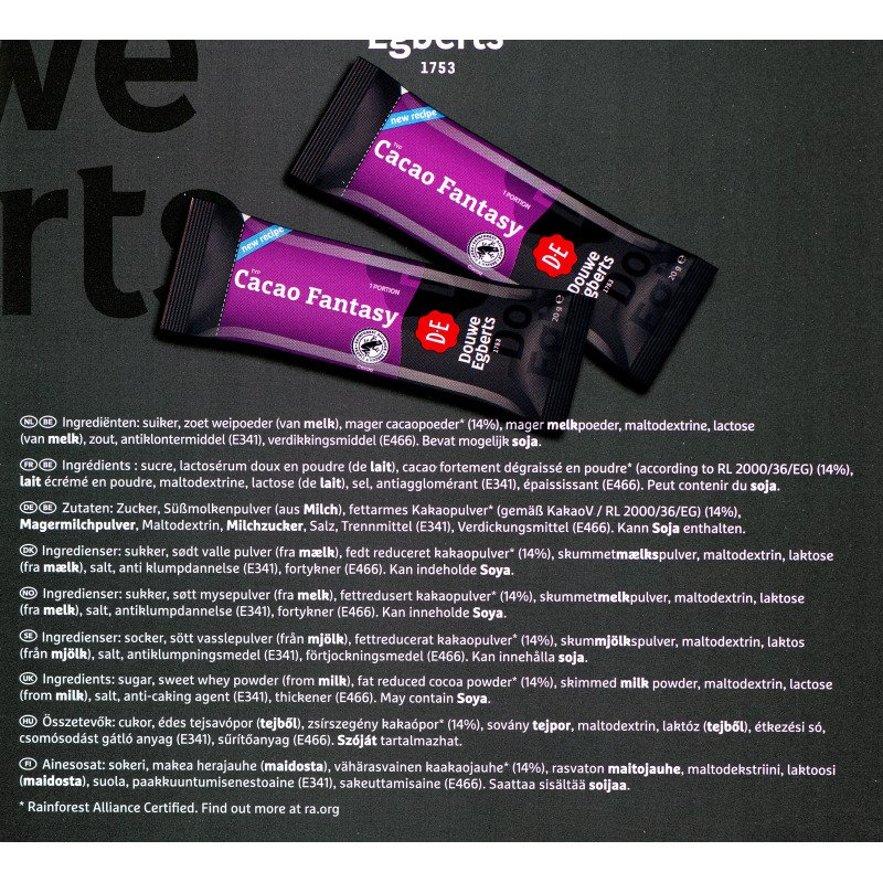 Sticks de chocolat en poudre Douwe Egberts - Boîte distributrice de 100