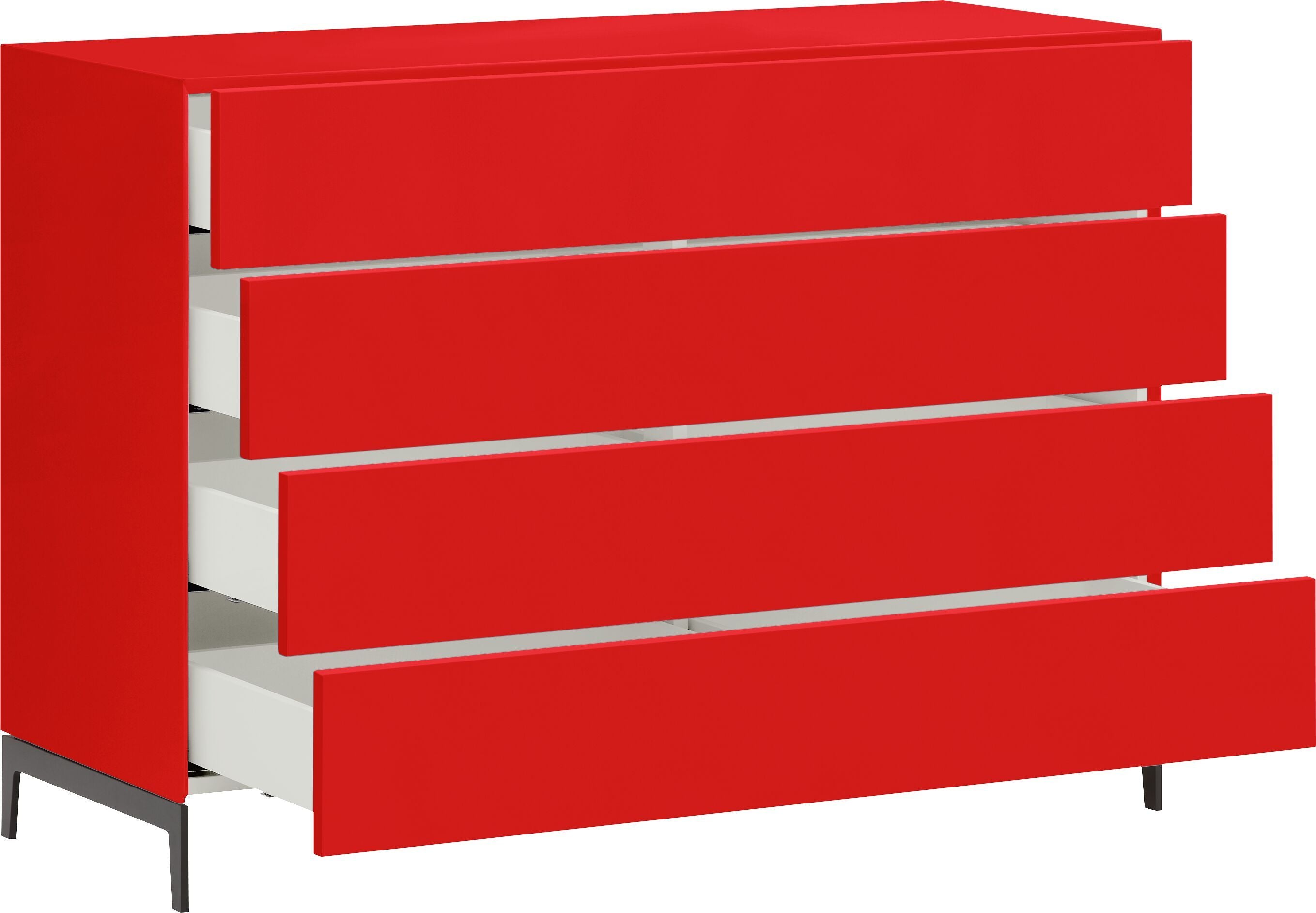 LUX Kommode - Rot / B: 120.0 cm x T: 46.0 cm x H: 86.5 cm