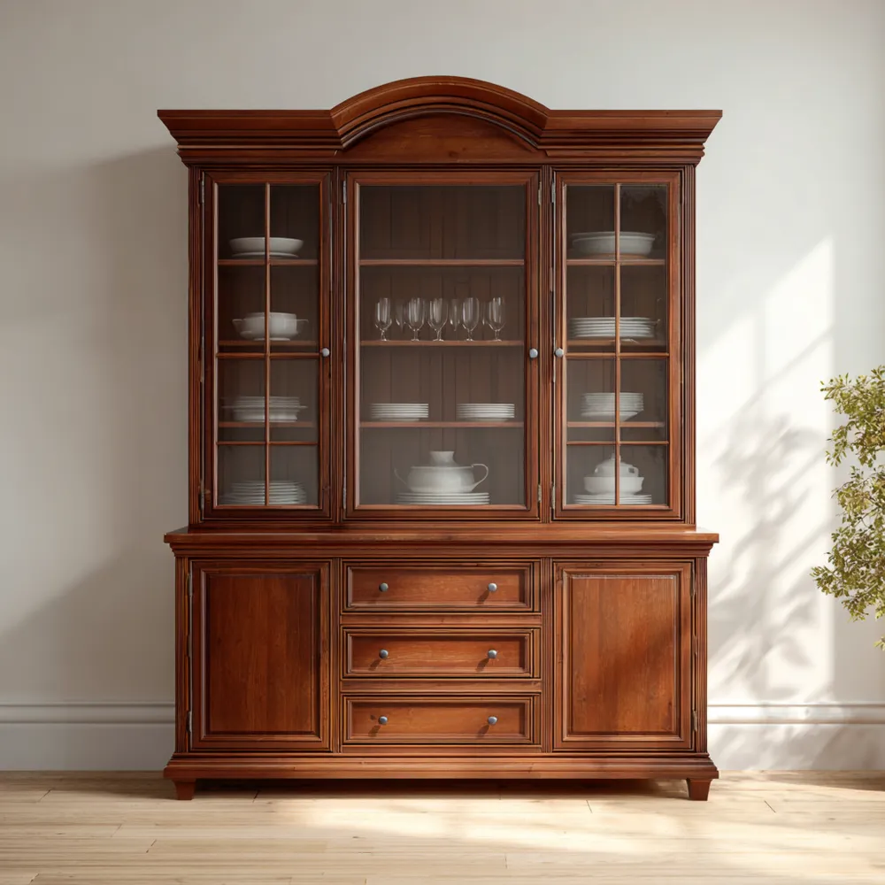 Vitrine Massivholz 180x200x45 cm – Braun – Klassisches Design