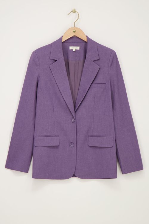 Paarse oversized blazer met zakken & knopen