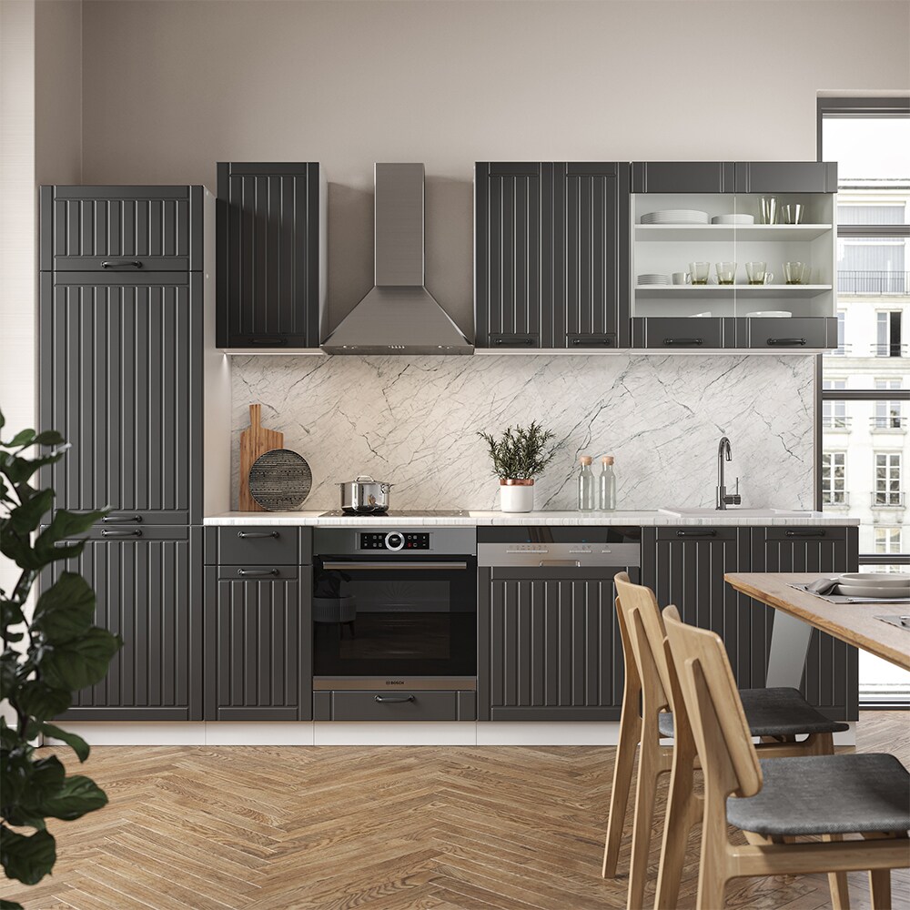 Vicco Küche Fame-Line 300 cm Küchenzeile Landhaus Küchenblock Einbau Anthrazit