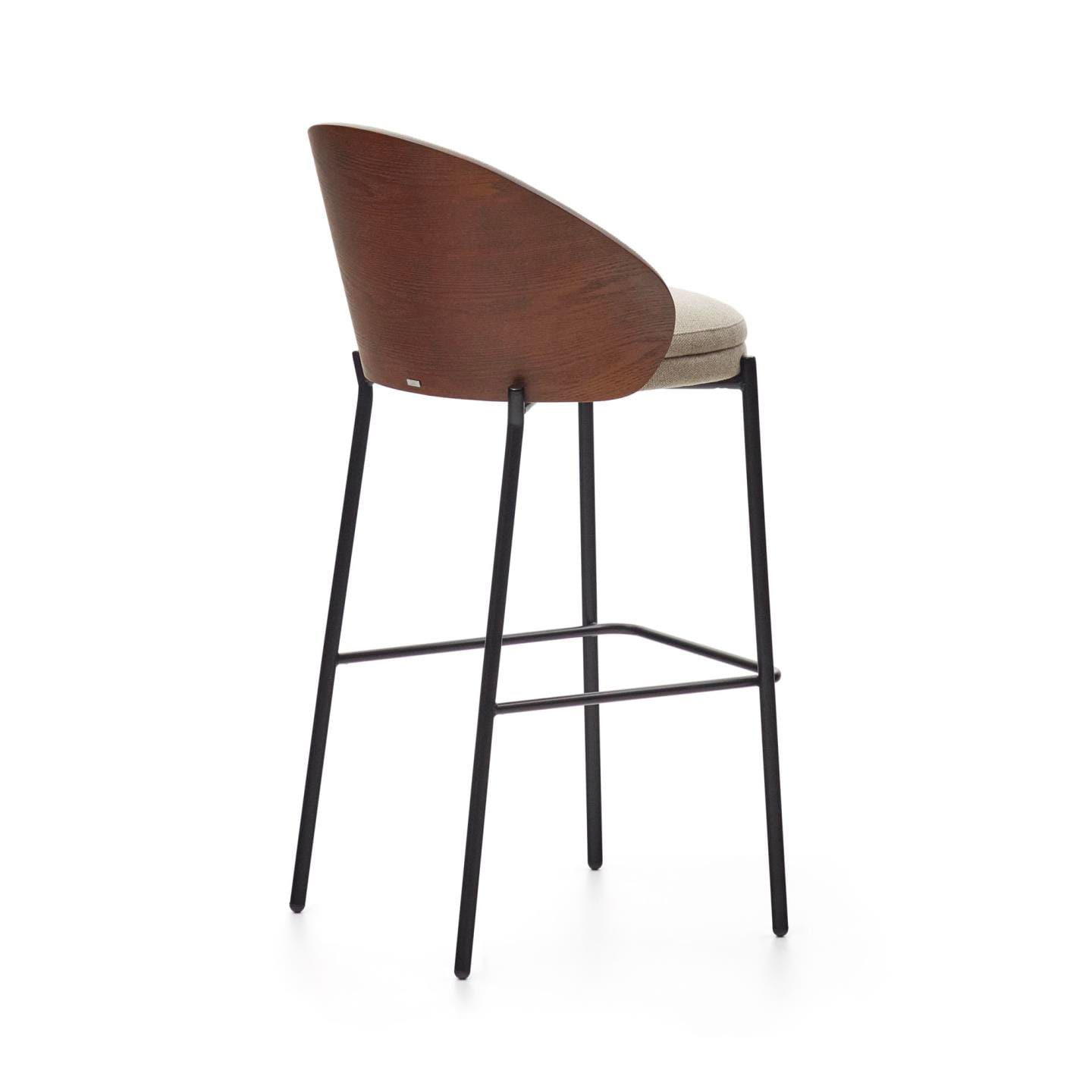 Kave Home Barhocker EAMY Chenille braun/Metall schwarz