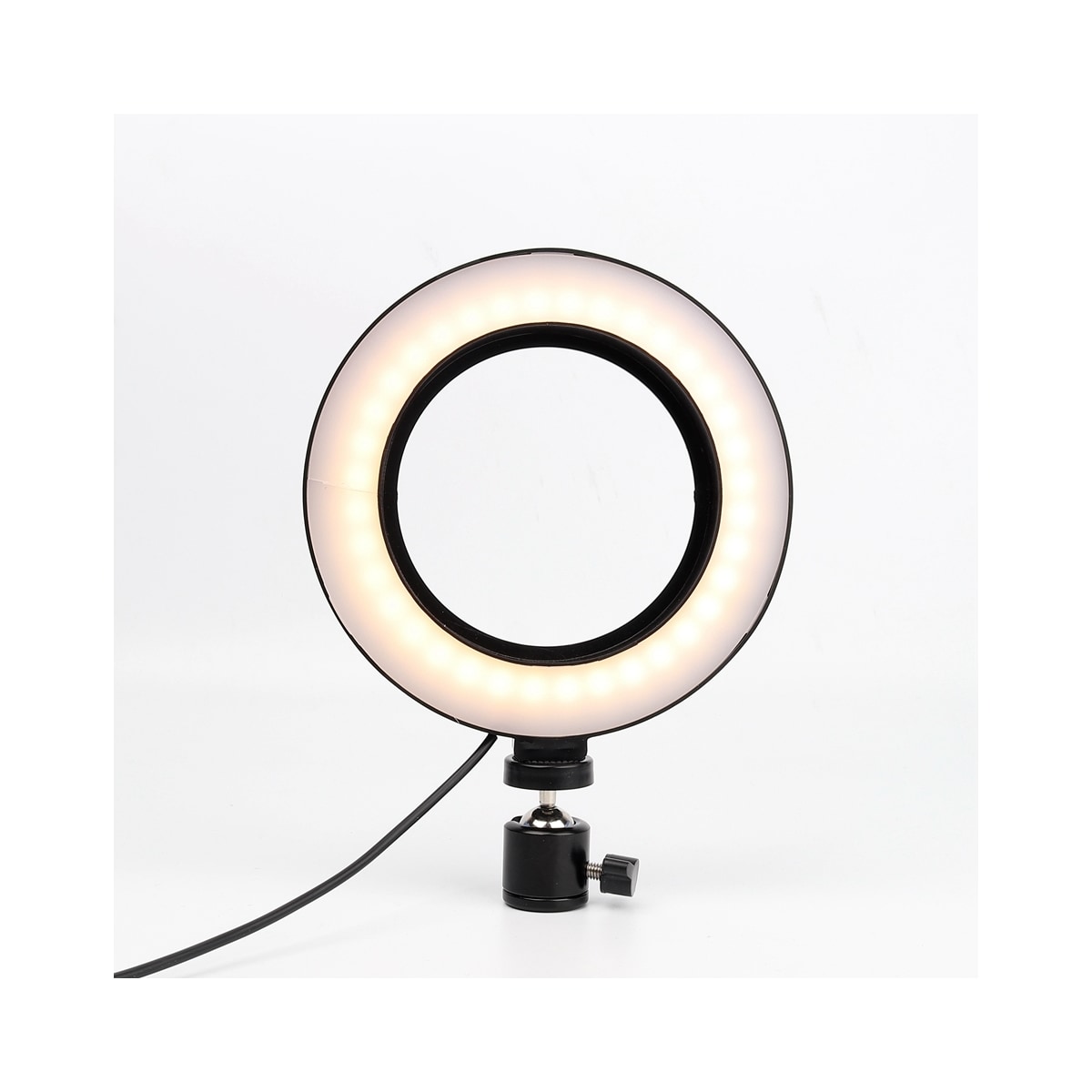 Roterbar selfie på stativ med LED-lys, 20 cm - Svart