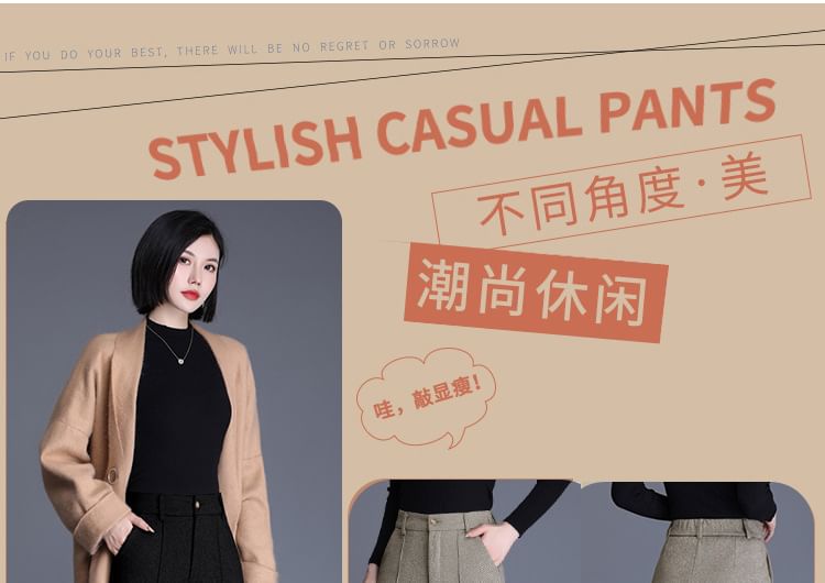 Jeonseon - Mid Rise Plain Straight Leg Dress Pants