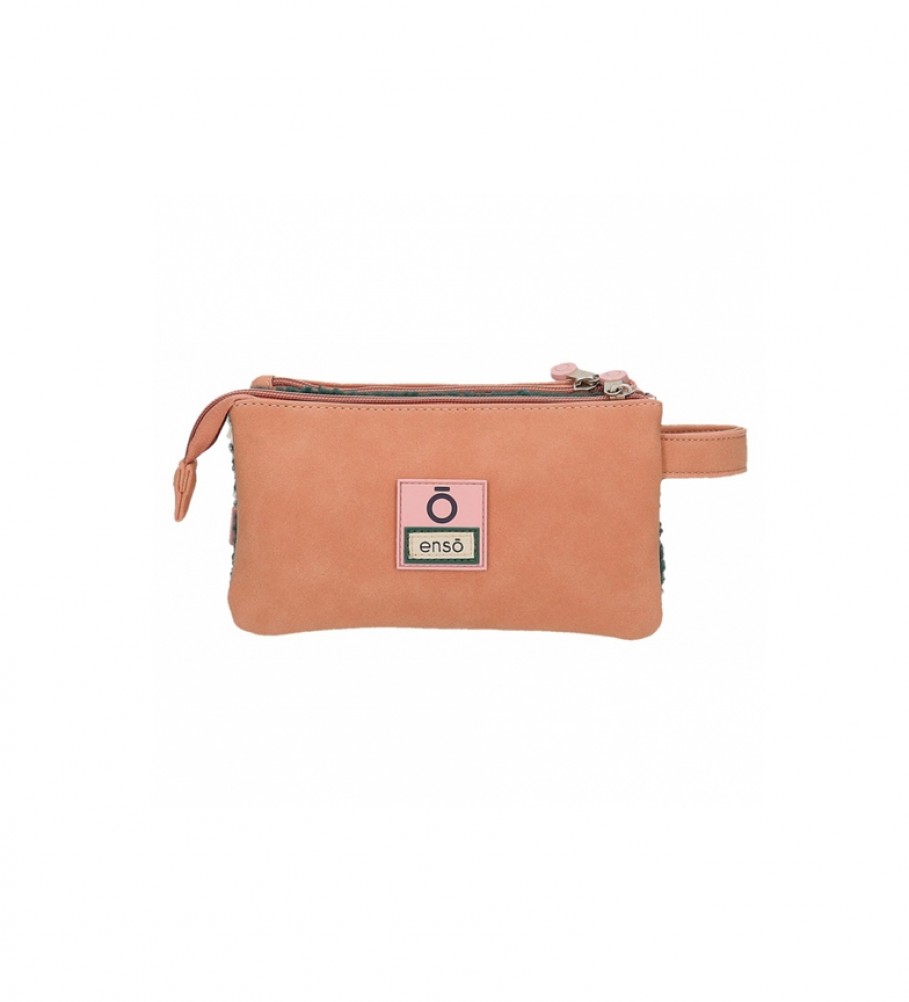 Estojo para lápis Enso Shine Star, rosa e verde - 22x12x3cm -