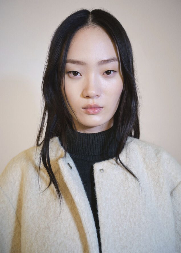 MANGO Jacket with scarf pockets Light beige