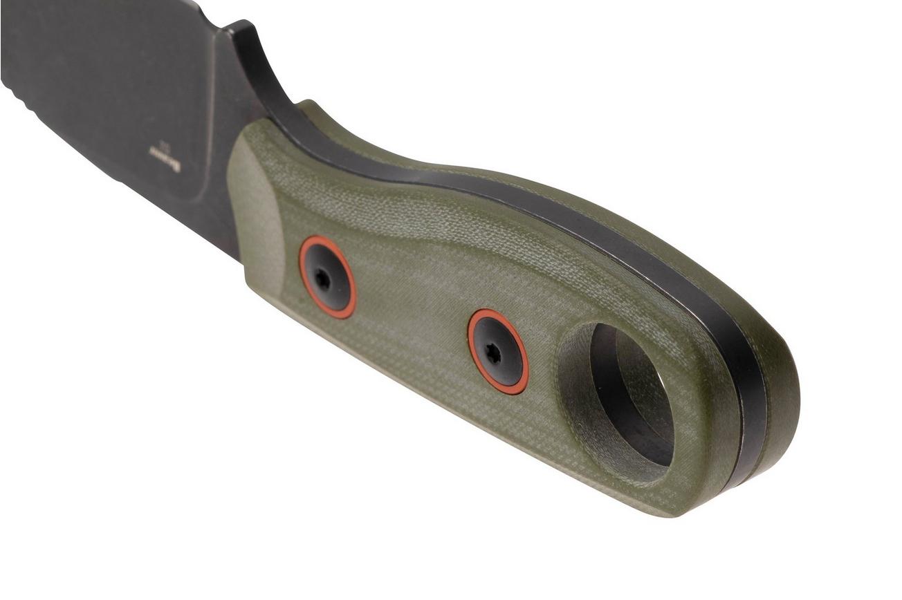 Kizer Beaver 1078A1 Blackwashed D2, Olive Green G10, vaststaand mes