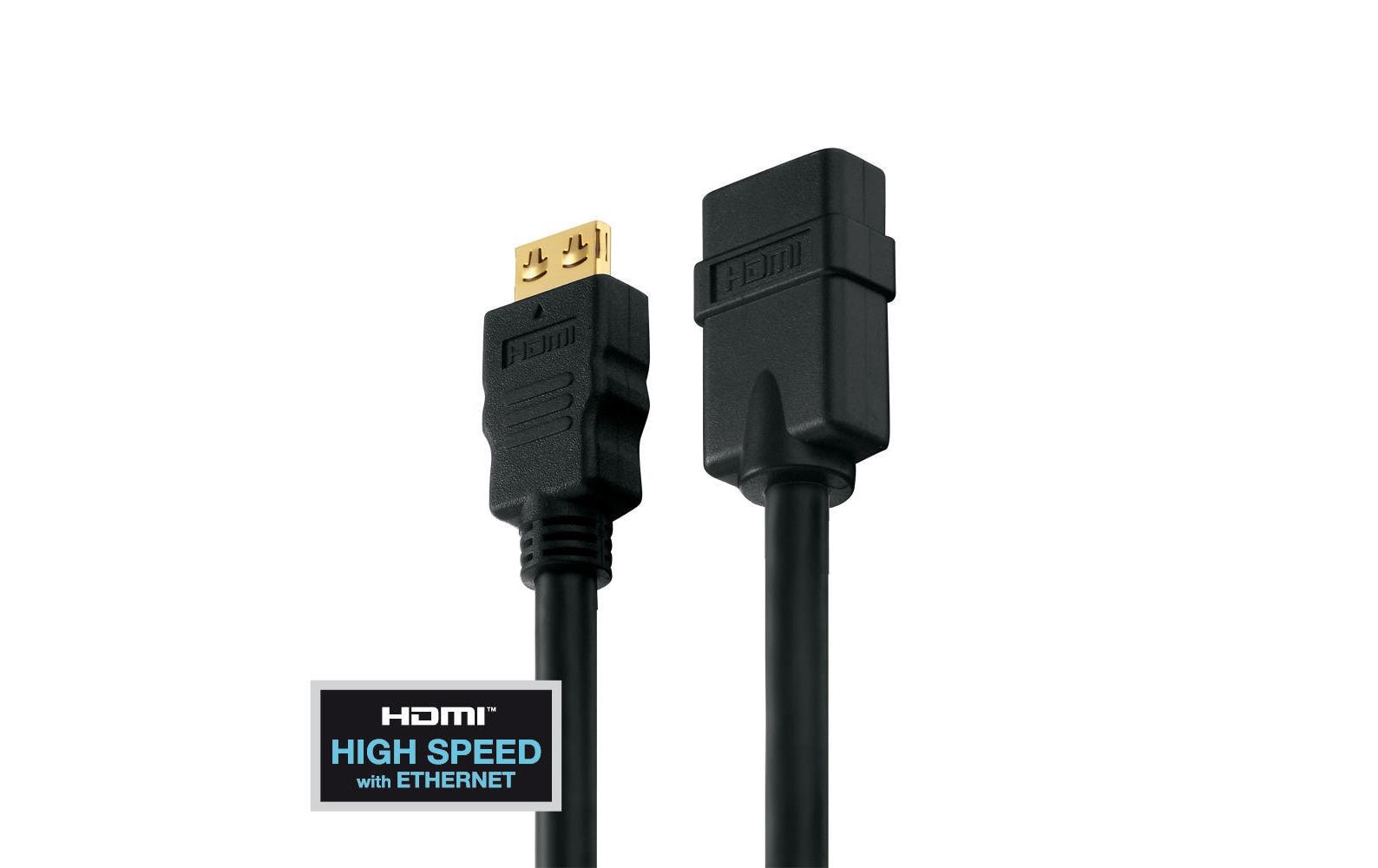 Kabel HDMI - HDMI, 3 mHigh Speed HDMI Verlängerungskabel mit Ethernet Kanal, 3 Meter, schwarz