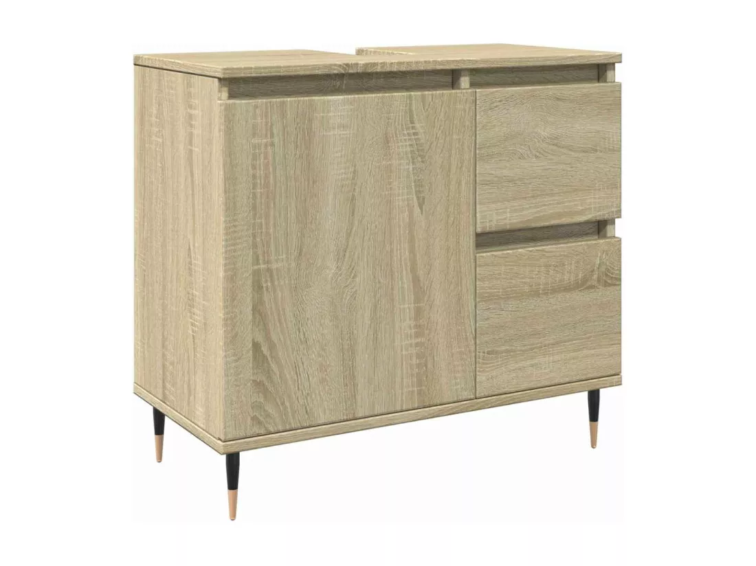 Armoire lavabo de salle de bain chêne sonoma bois d'ingénierie
