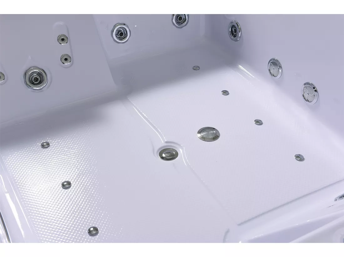 Baignoire hydromassage blanc double pompe 178 X 147 cm 33 jets – Petal