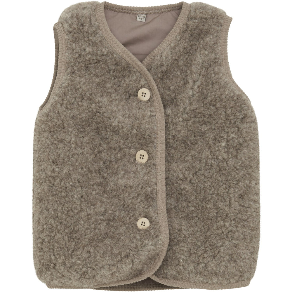 Køb Huttelihut Camel Melange Vest Uld Bamse W. Lining