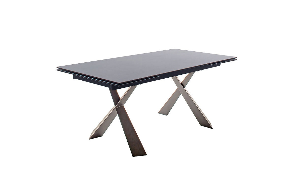 CASAVANTI Esstisch BADESI 180-280 x 95 cm Edelstahl/schwarz