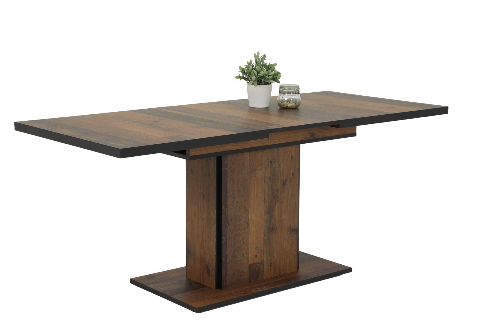 Esstisch Andrea 140-180 x 80 cm Oldwood-Dekor/schwarz