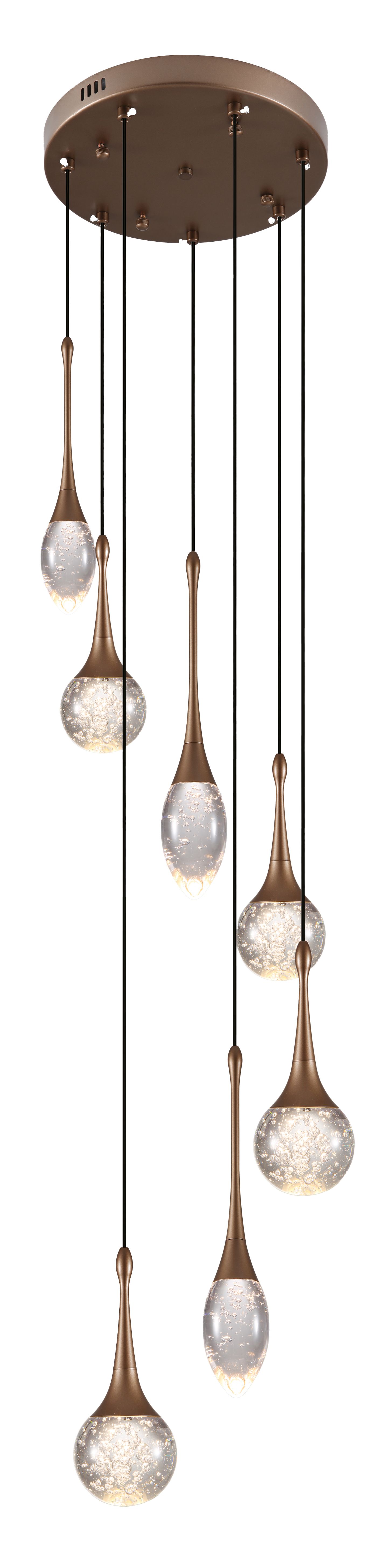 Hanglamp 7-lichts Antiek Brons Bolla ⌀30  x H180 cm