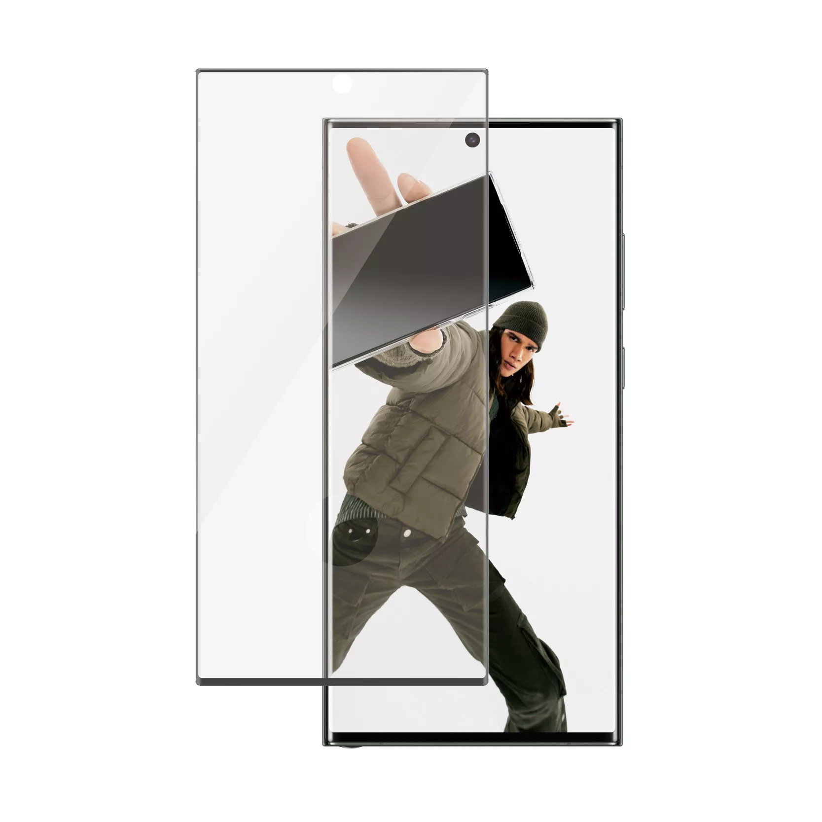 Samsung Galaxy S24 Ultra Antibakterielles Ultra Wide Fit Panzer Glas Displayschutz Case Friendly  mit Montagerahmen (7352)