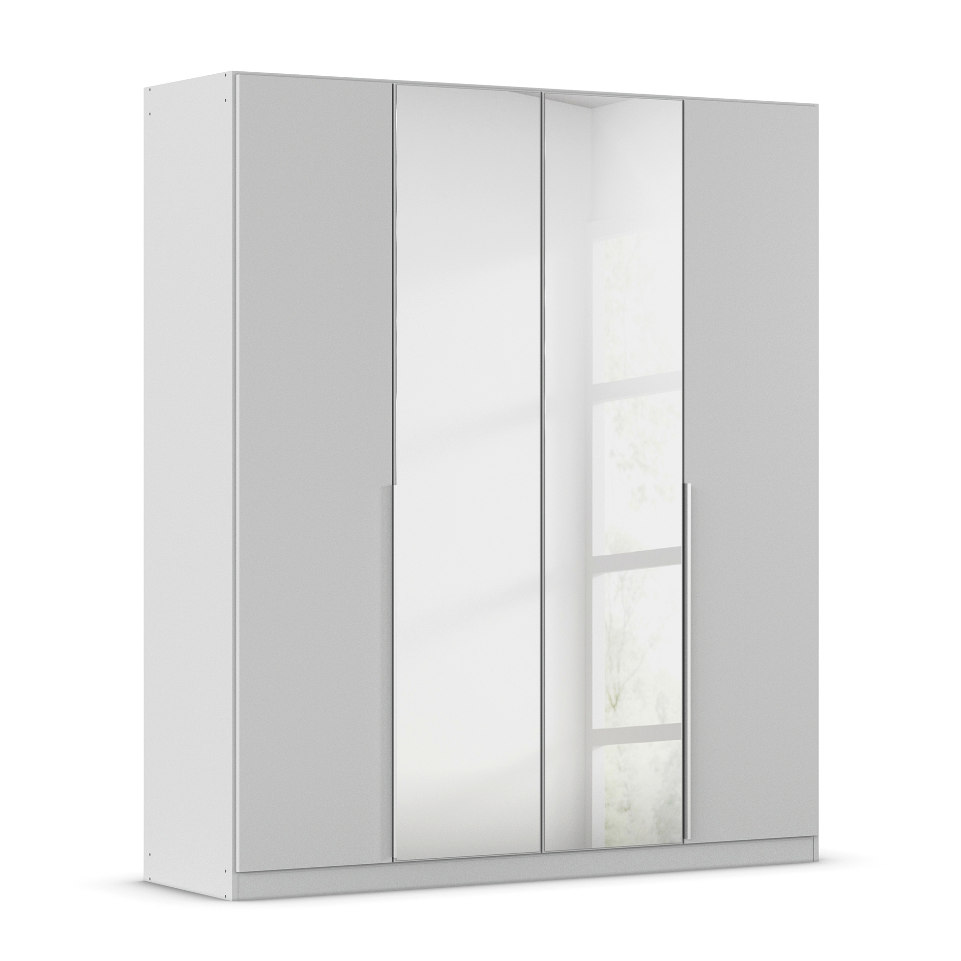 Drehtürenschrank - seidengrau - Kristallglasspiegel - 4-türig - 181x210 cm