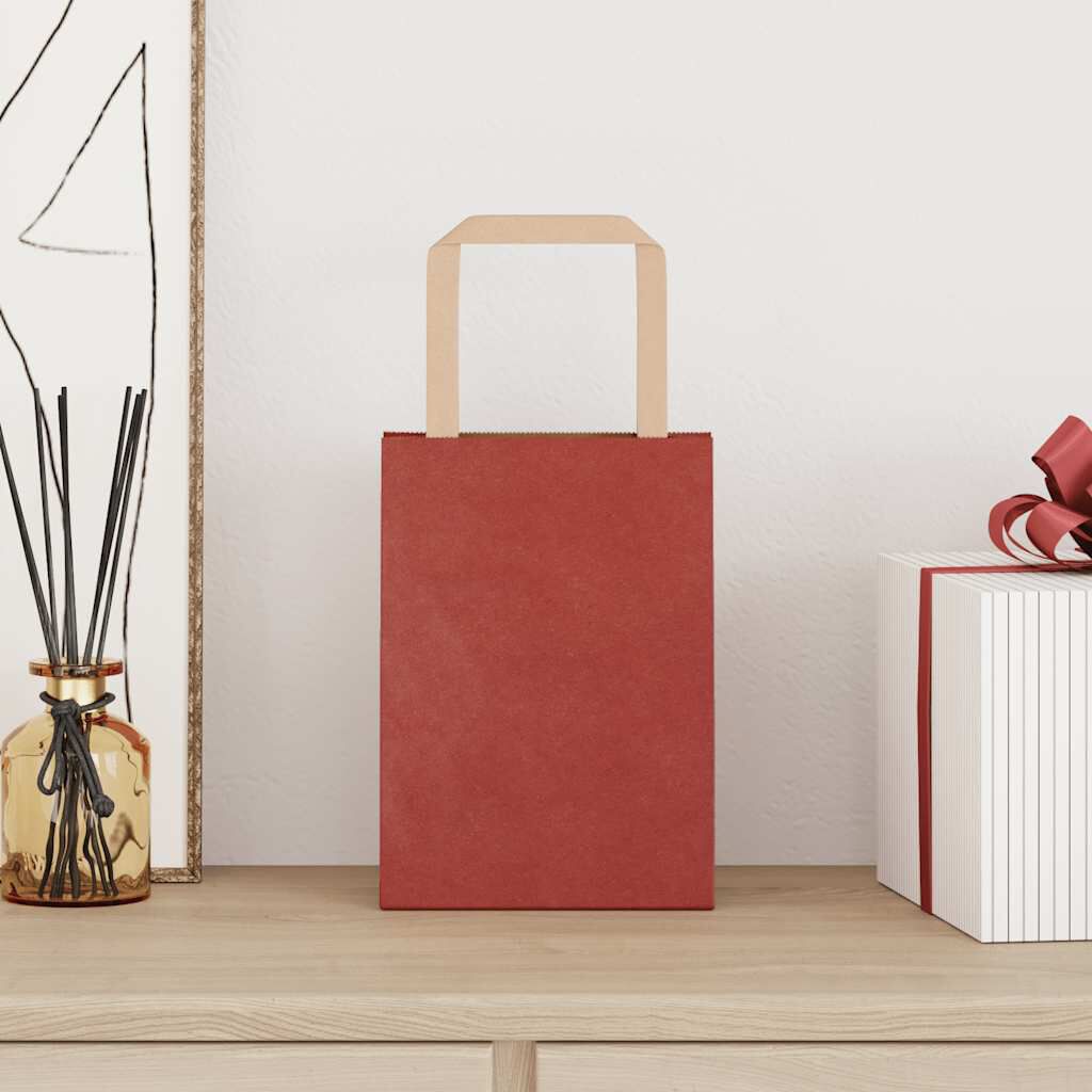 vidaXL Papieren zakken 50 stuks met handvatten rood 15x8x21 cm