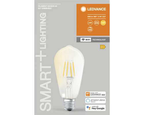 Ledvance Smart WIFI LED-lamp ST64 dimbaar E27/5,5W (60W) helder 806 lm 2700K warm wit