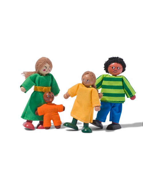 famille de 4 poupées en bois pour maison de poupées
