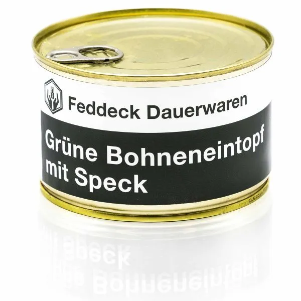 Feddeck Dauerwaren -  Fertiggericht Dose Grüner Bohneneintopf mit Speck 400 g