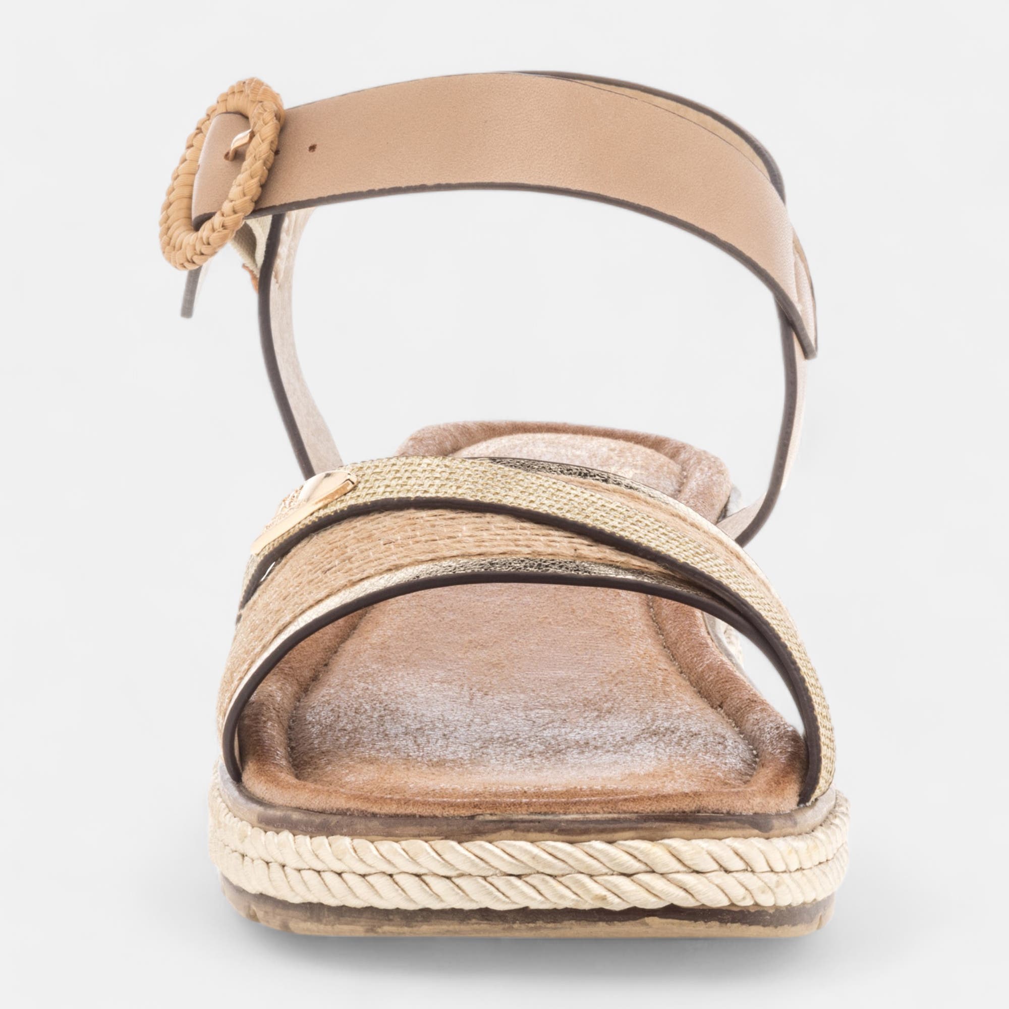 Nu-pieds à talon compensé Femme beige
