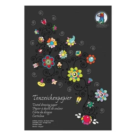 URSUS Tonzeichenpapier Sonderedition 130g/qm, DIN A4, 20 Blatt schwarz