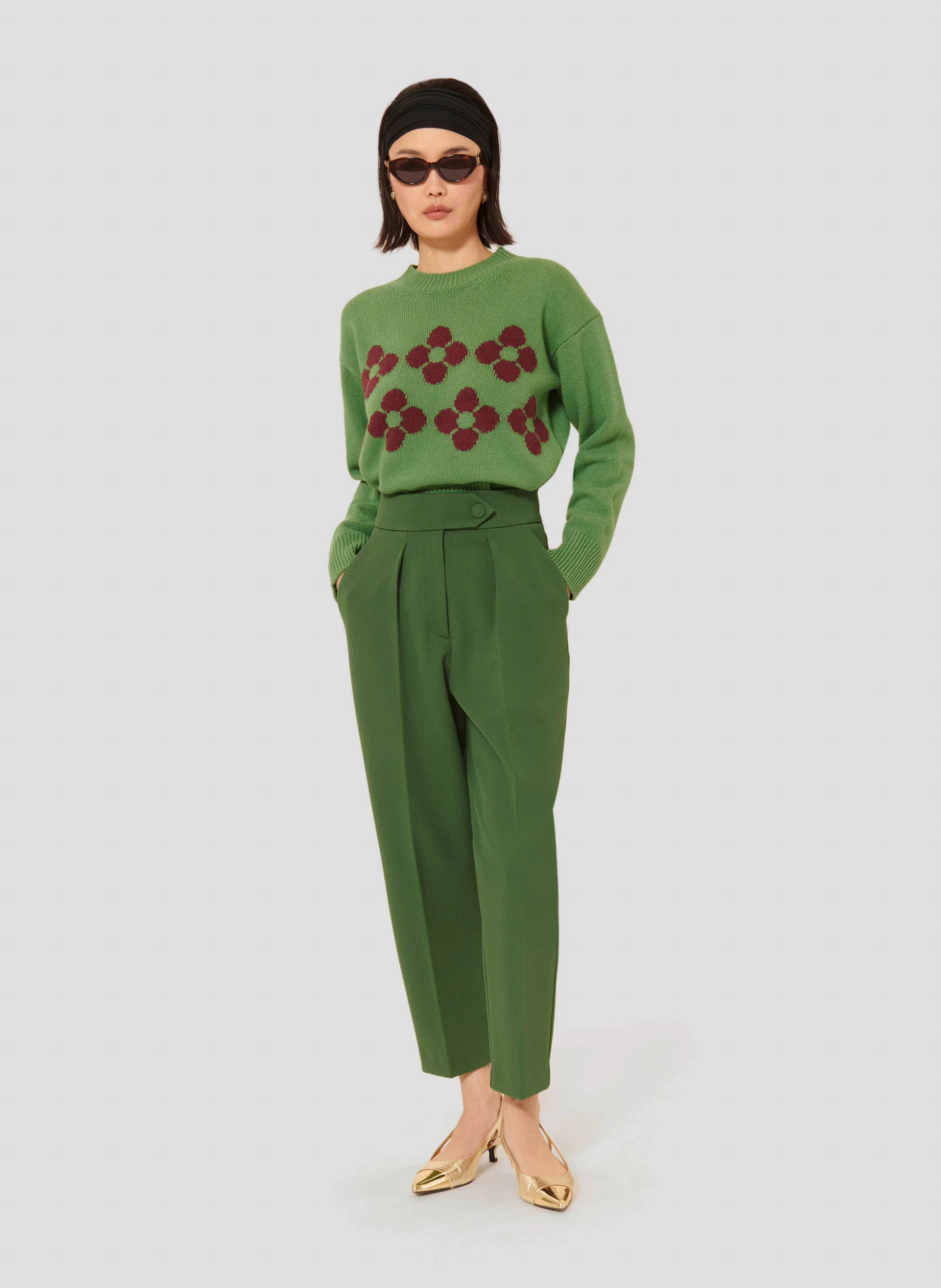 PAASO - Pantalon droit 7/8ème| Vert
