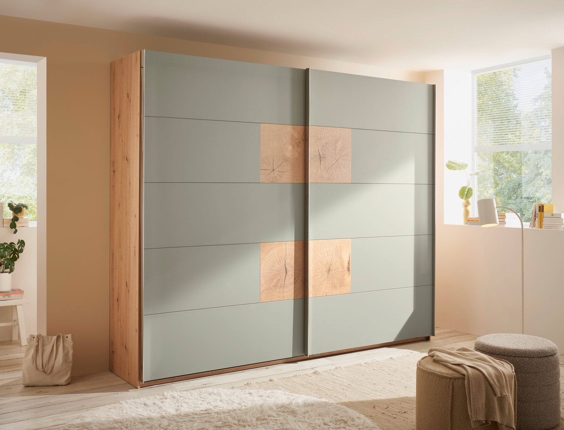 LIV'IN Schwebetürenschrank SIMADA braun/ grün