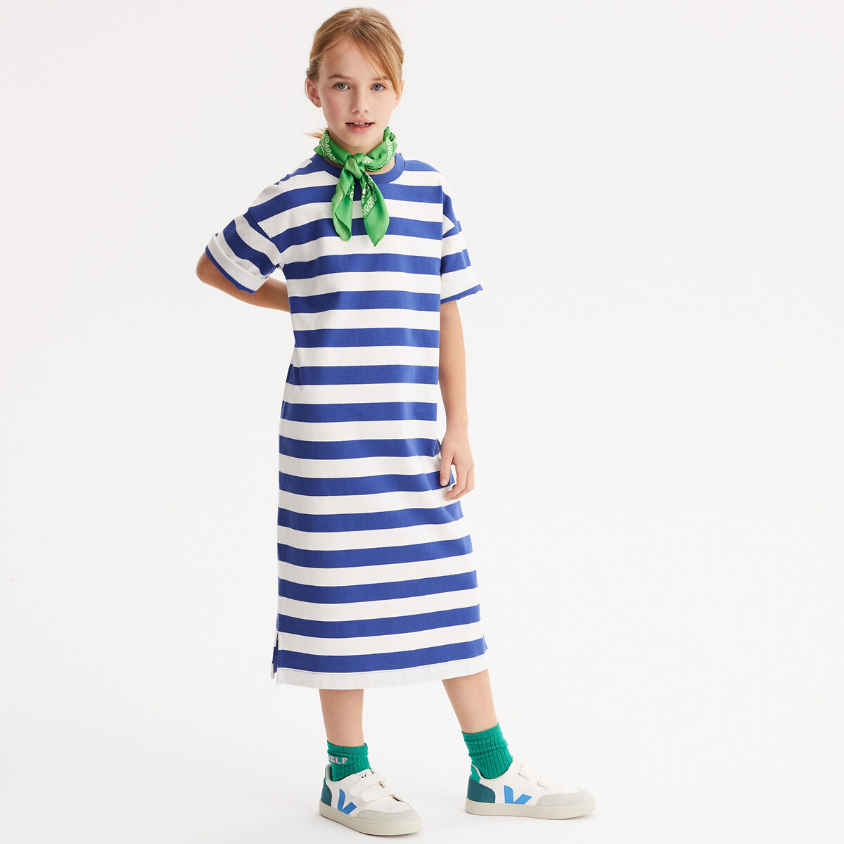 COLEÇÕES LA REDOUTE<br>Vestido camiseta listrado de manga curta