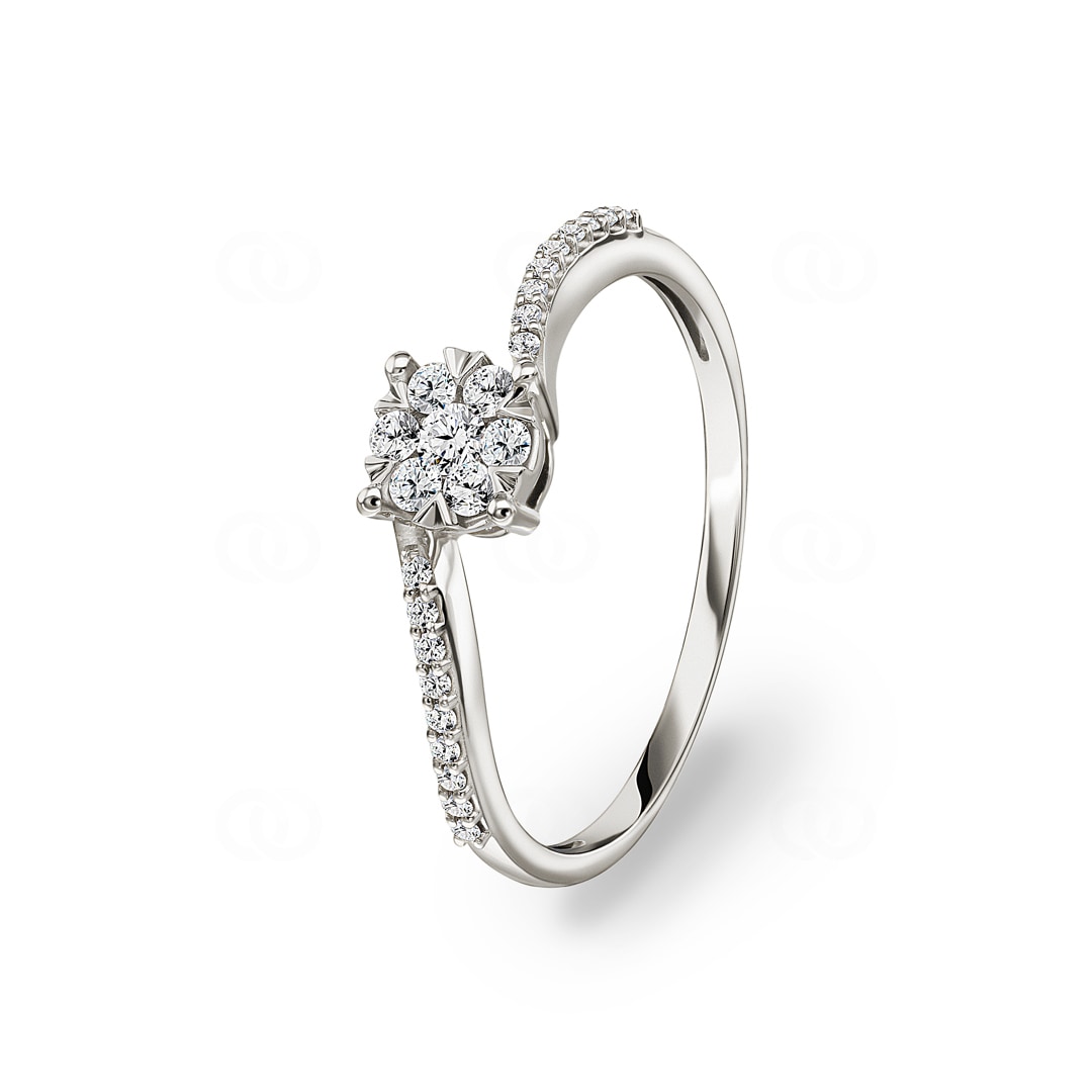 Verlobungsring 750/18 K Weissgold mit Diamanten 0.22 ct H/si