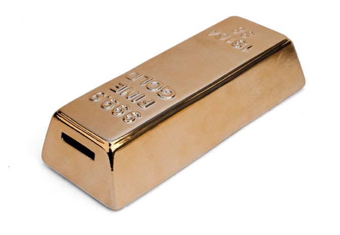 Ceramic Gold Bar Coin Bank (PB17)