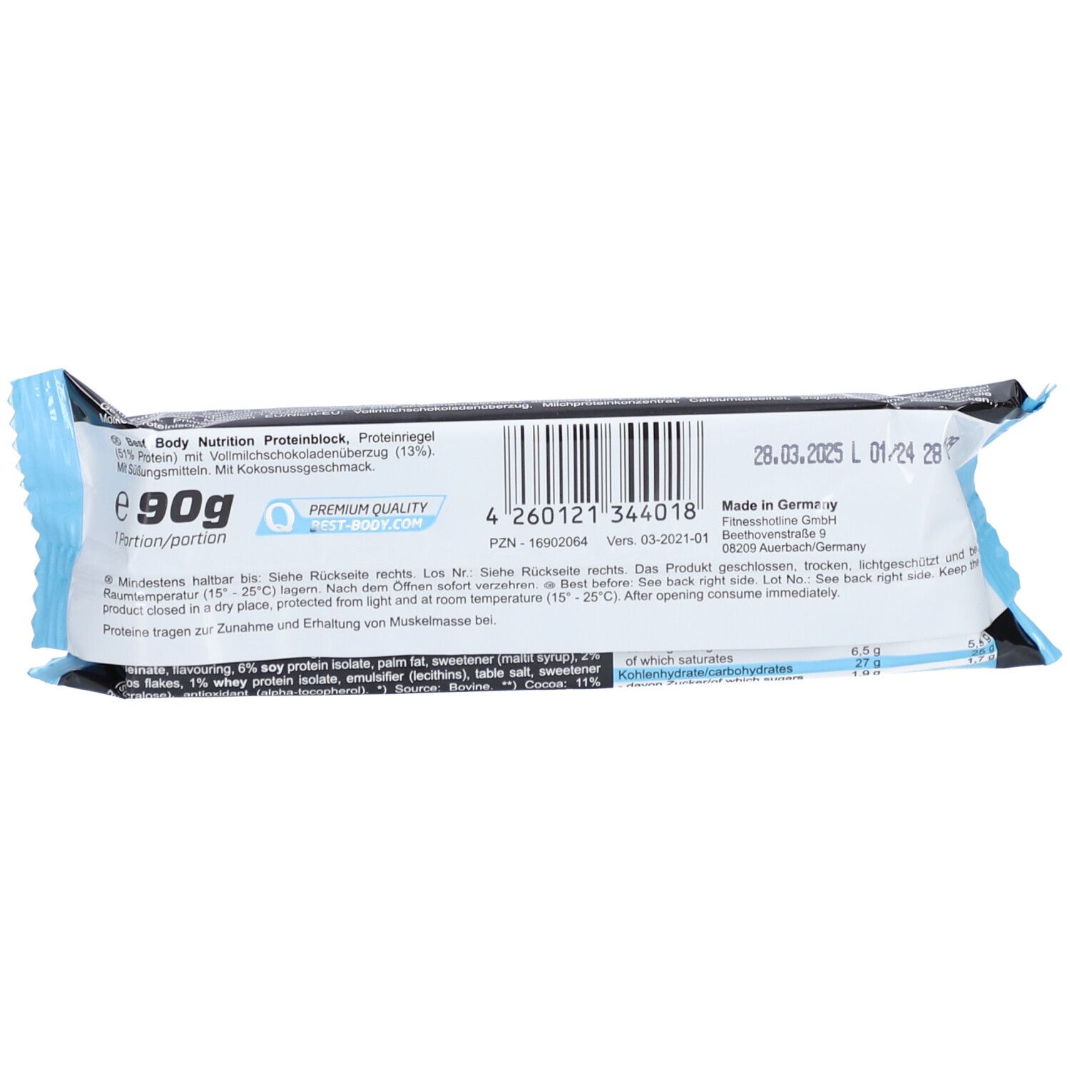 BBN Hardcore Protein Block Coconut
