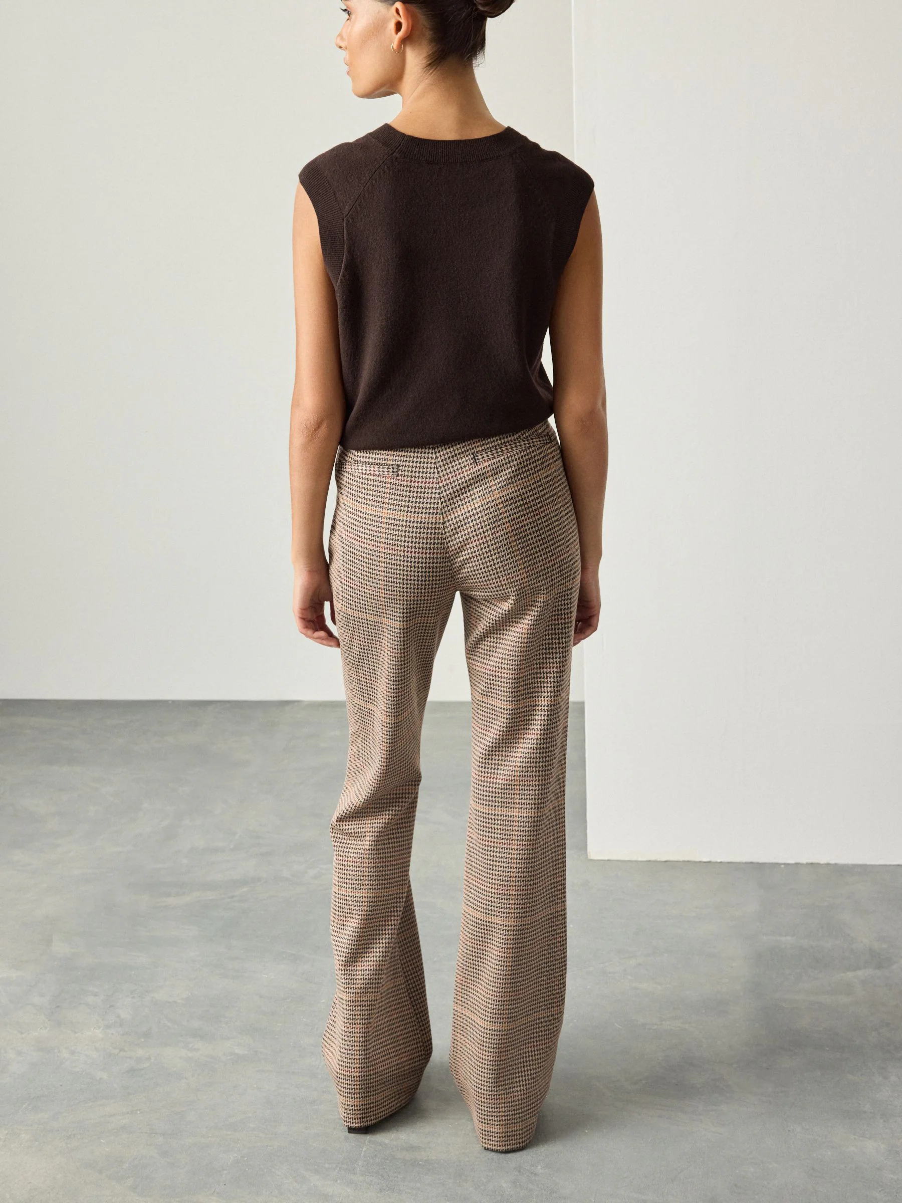 Bruin geruit - Ponte Flared Trousers