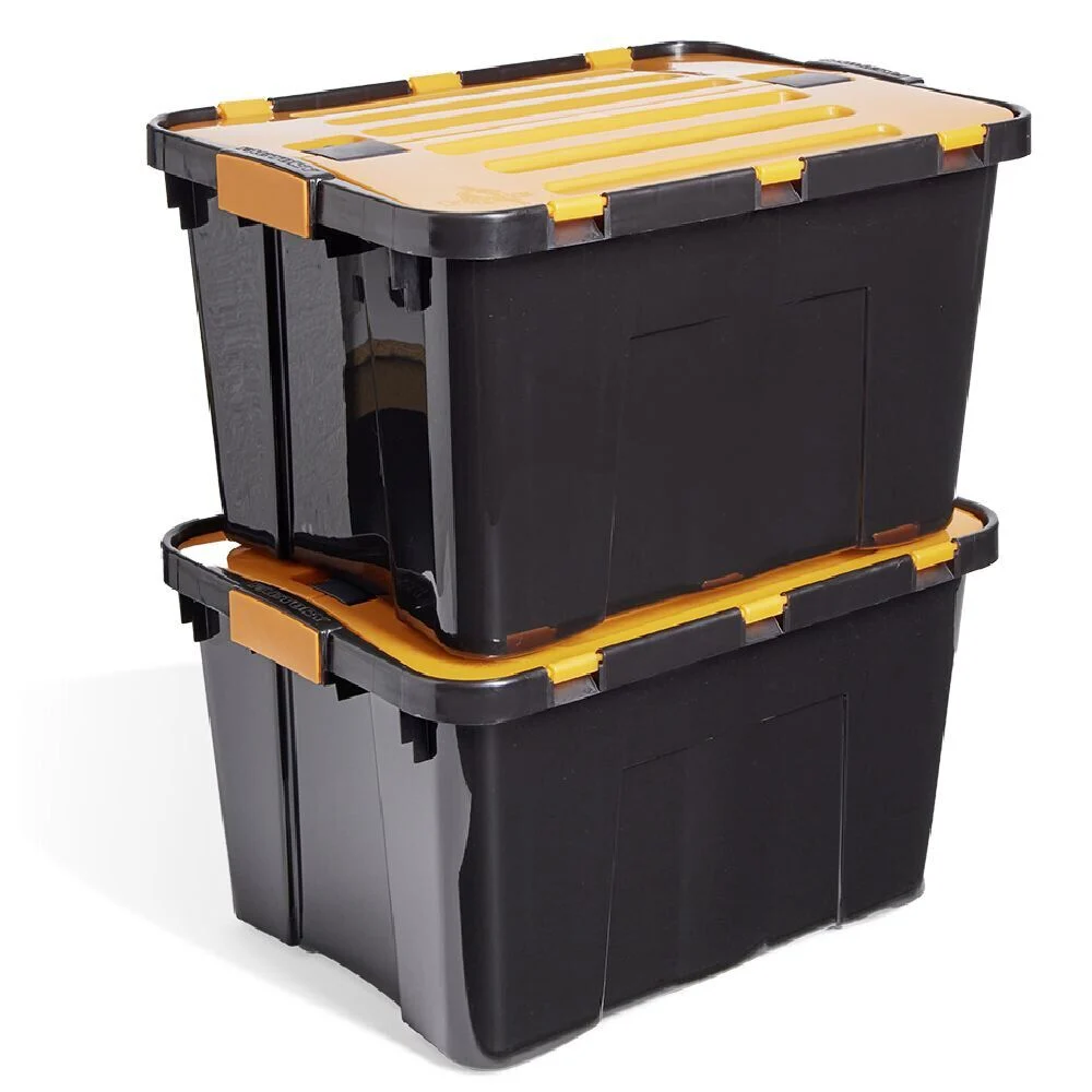 Lot de 2 box bricolage 34L plastique orange 49xH28x36cm