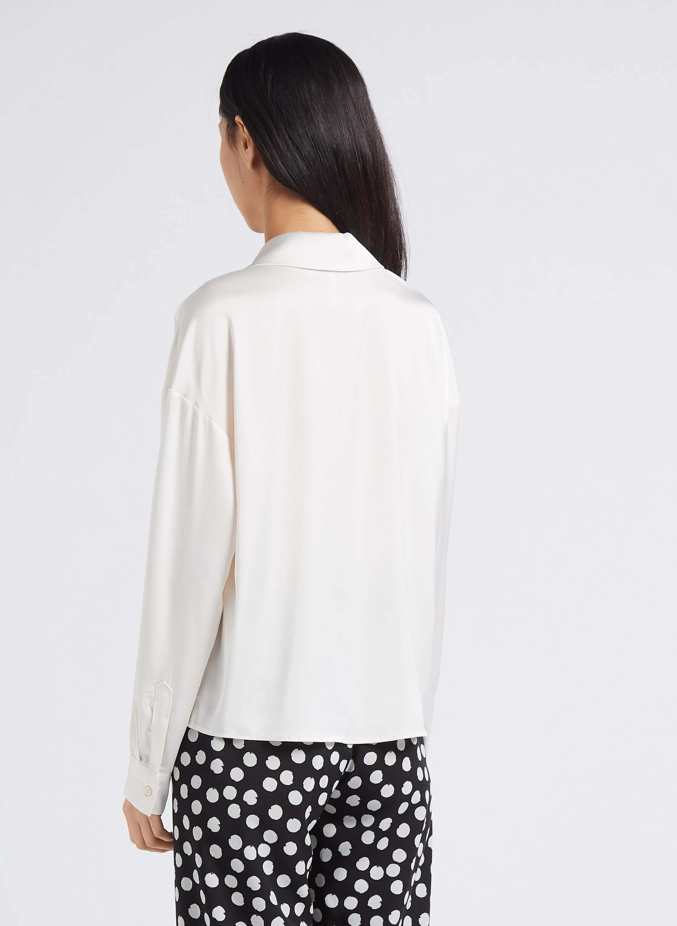 Chemise ample fluide col tailleur aspect satiné | Beige