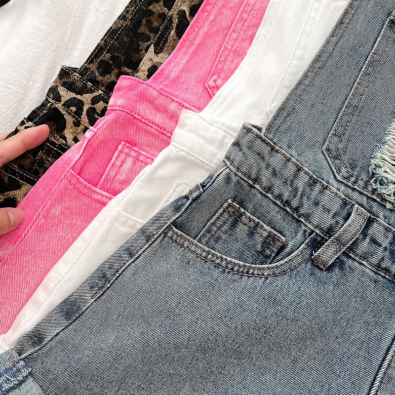 Babique - Versleten denim jumper shorts