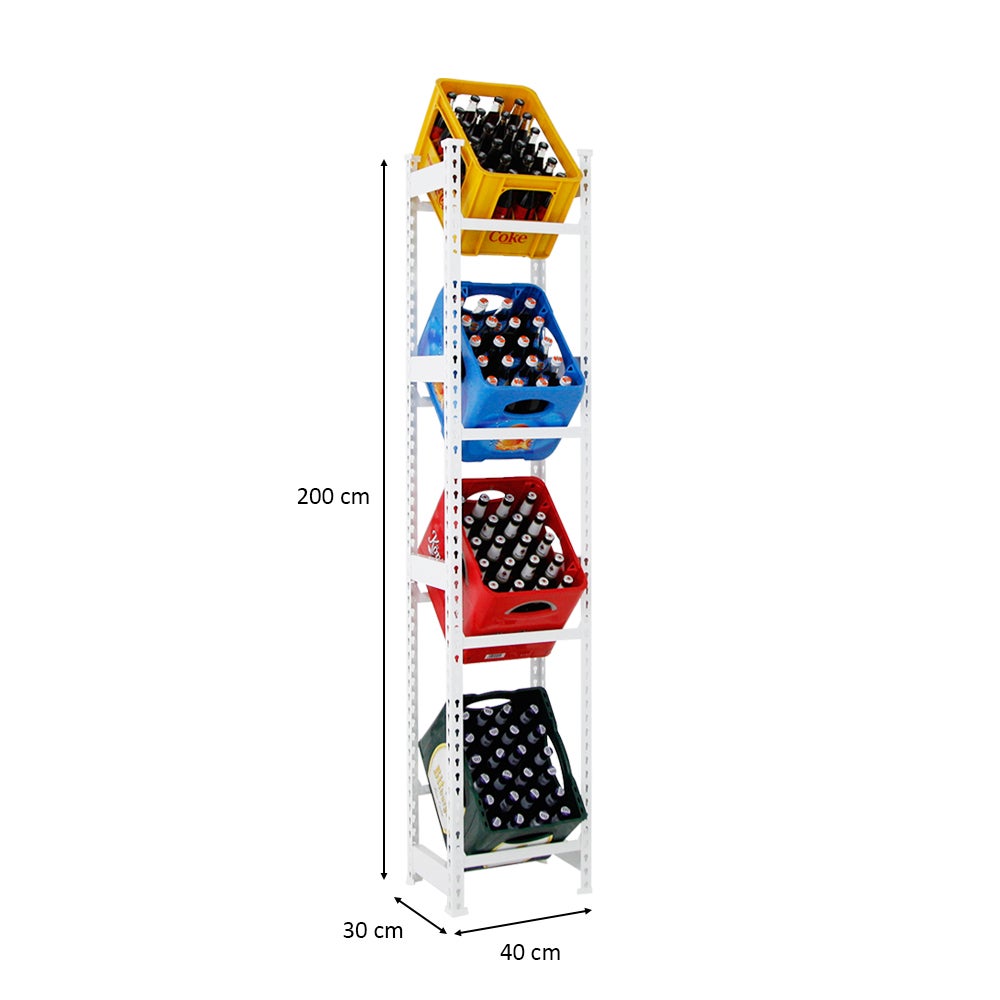 PROREGAL Drankkratplank, Hoog Big Camel, HxBxD 200 x 40 x 30 cm, Wit