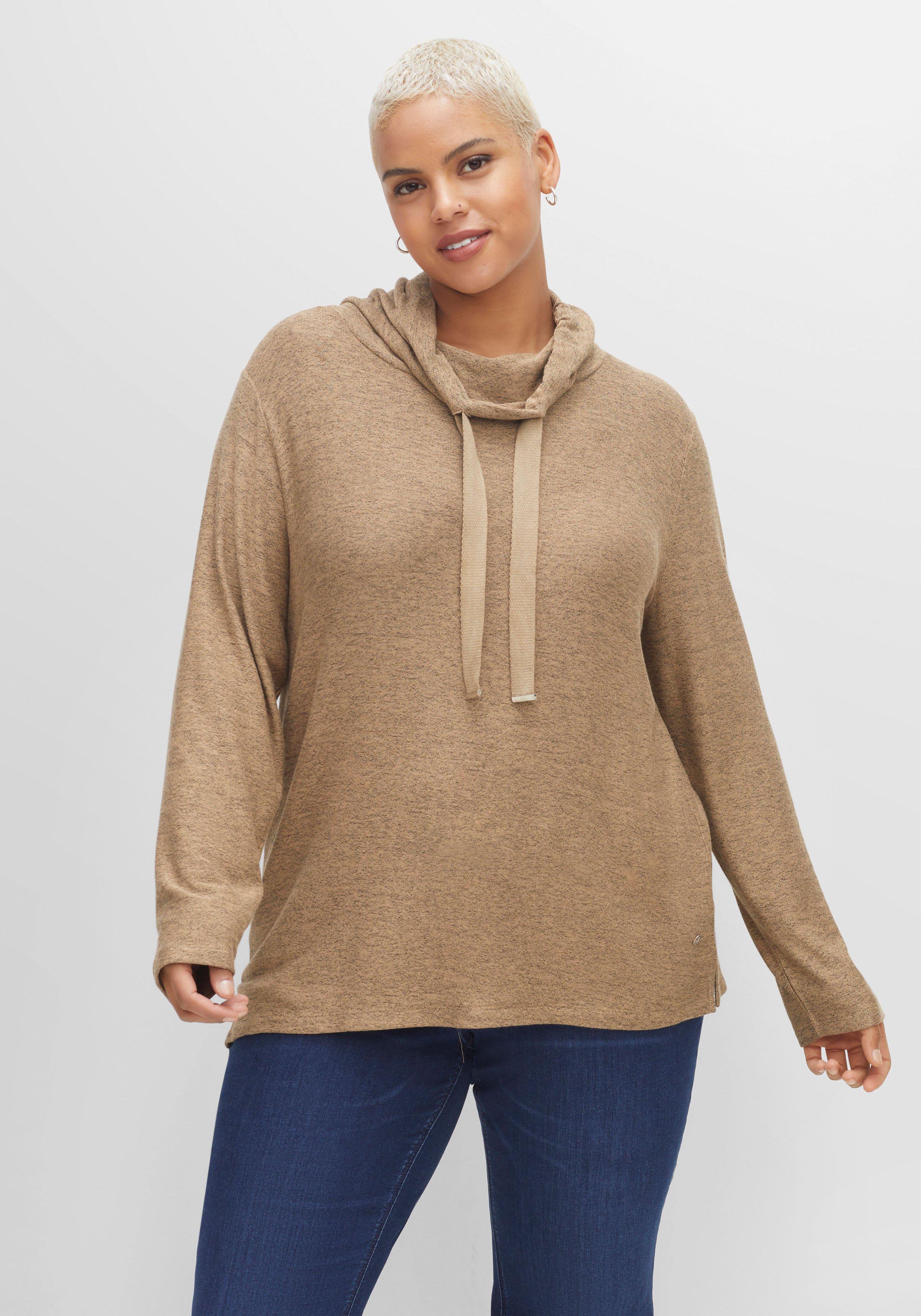 Feinstrickpullover mit Tunnelzug am Kragen