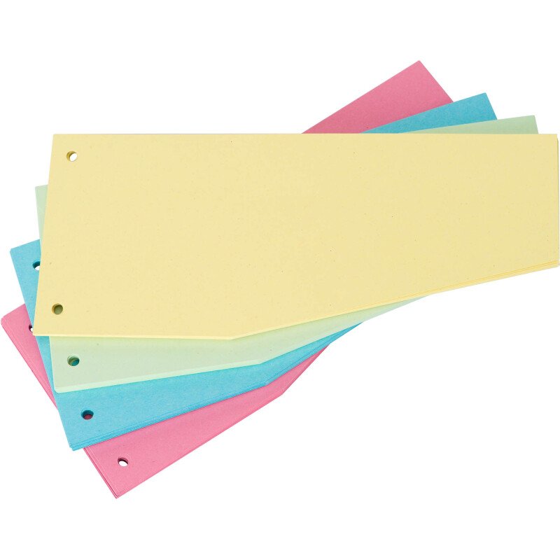 Intercalaires trapèze assortis perforés Bruneau carte recyclée - 105 x 240 mm - Paquet de 100