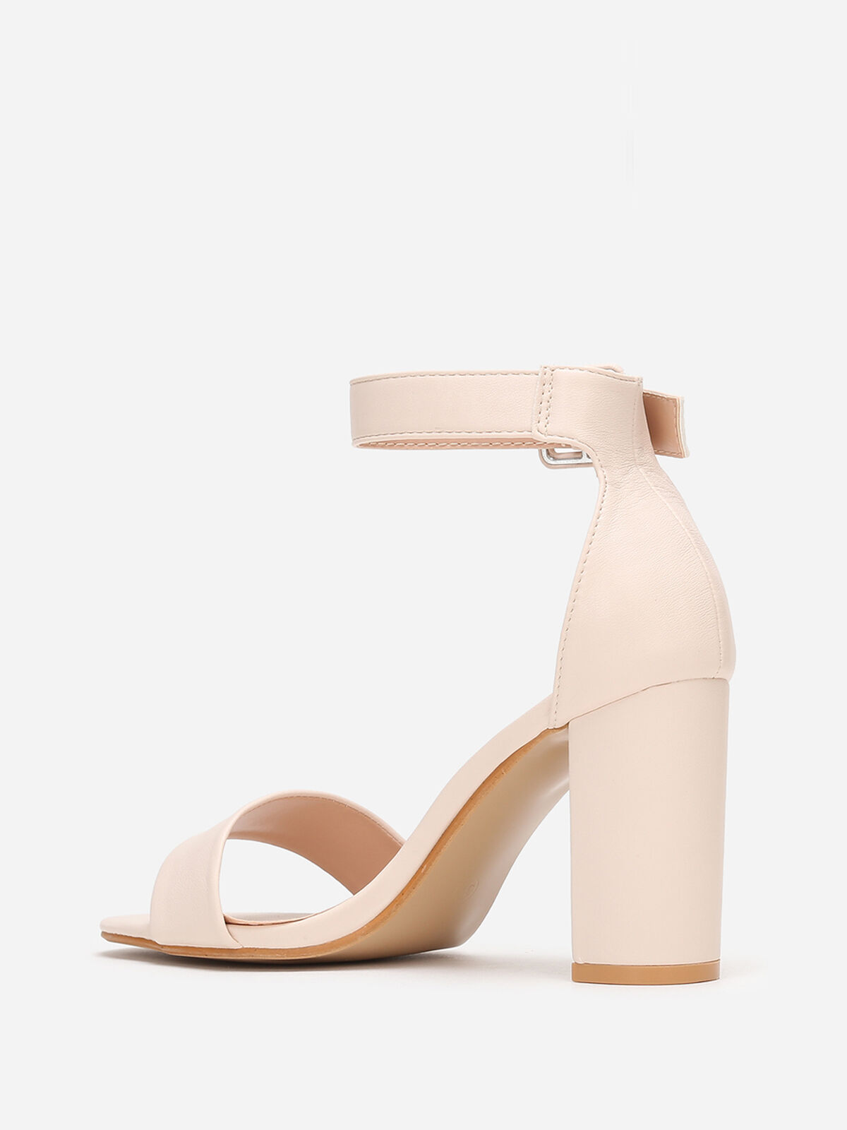 Sandales à bride simple et haut talon- Beige