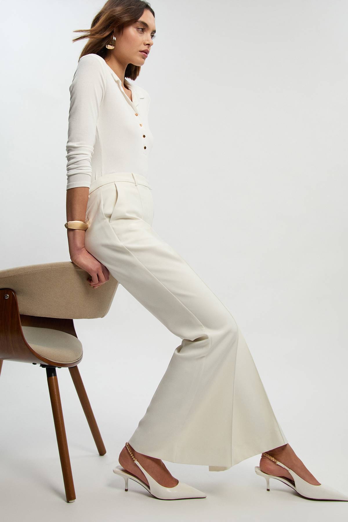 KarenMillen Pantalon Bootcut Ajusté Poli Petite Taille