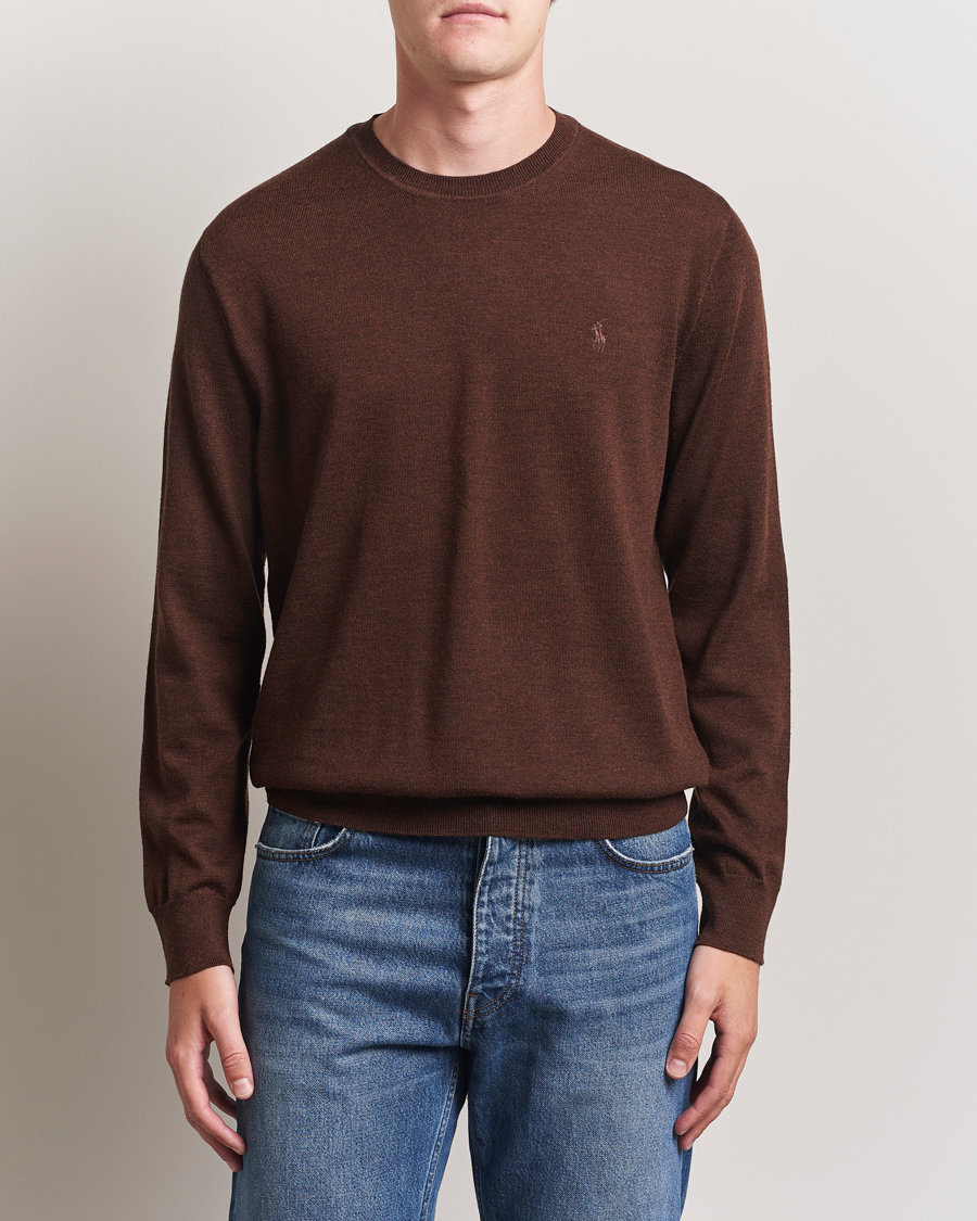 Polo Ralph Lauren Merino Crew Neck Pullover Burnt Brown Melange