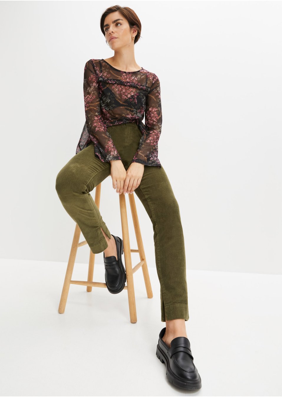 T-shirt en mesh avec ruchés