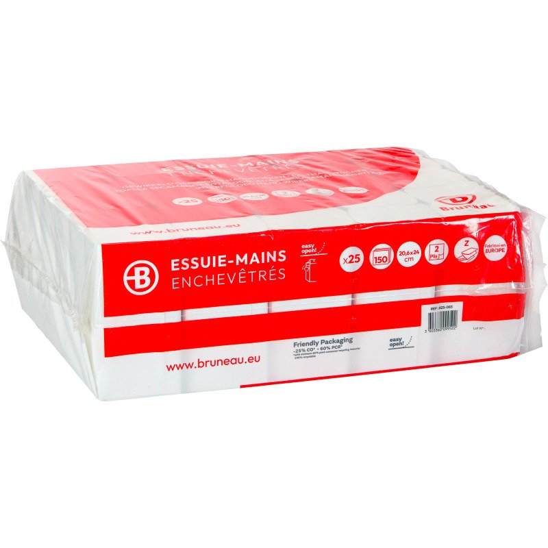 Essuie-mains Bruneau extra blanc pliage enchevêtré - Colis de 3750